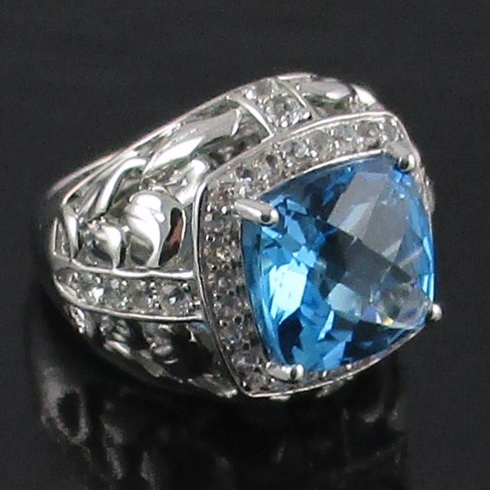 Victoria Wieck 5.98ct Swiss Blue Topaz Frame Ring